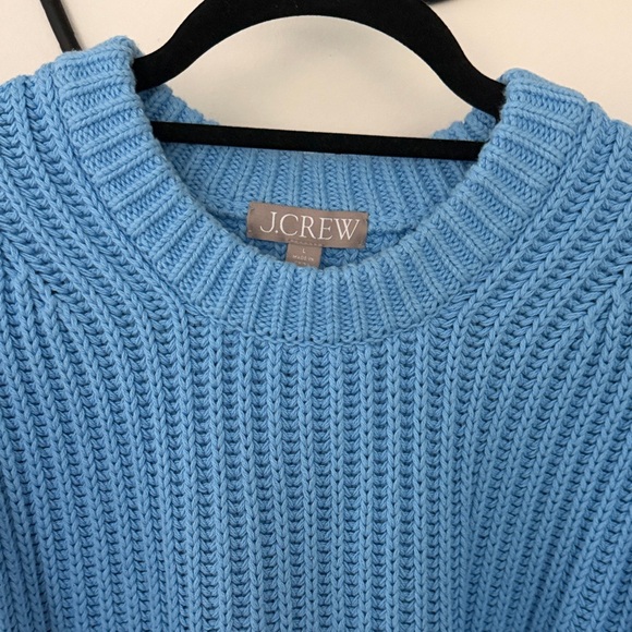 J. Crew Blue Chunky Ribbed Crewneck Sweater - Picture 3 of 5